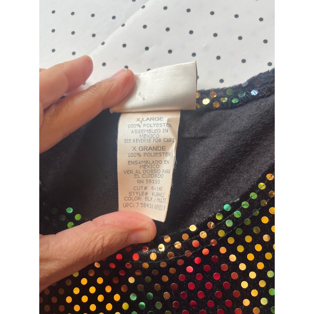 Kathie Lee Collection Vintage Y2K Metallic Disco Top Multicolor Foil Dot Blouse - Picture 5 of 8